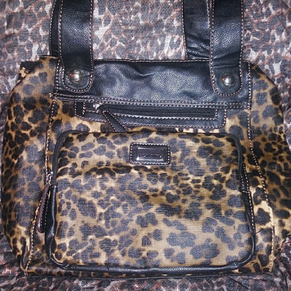 Leopard Print Leather Tote Bag